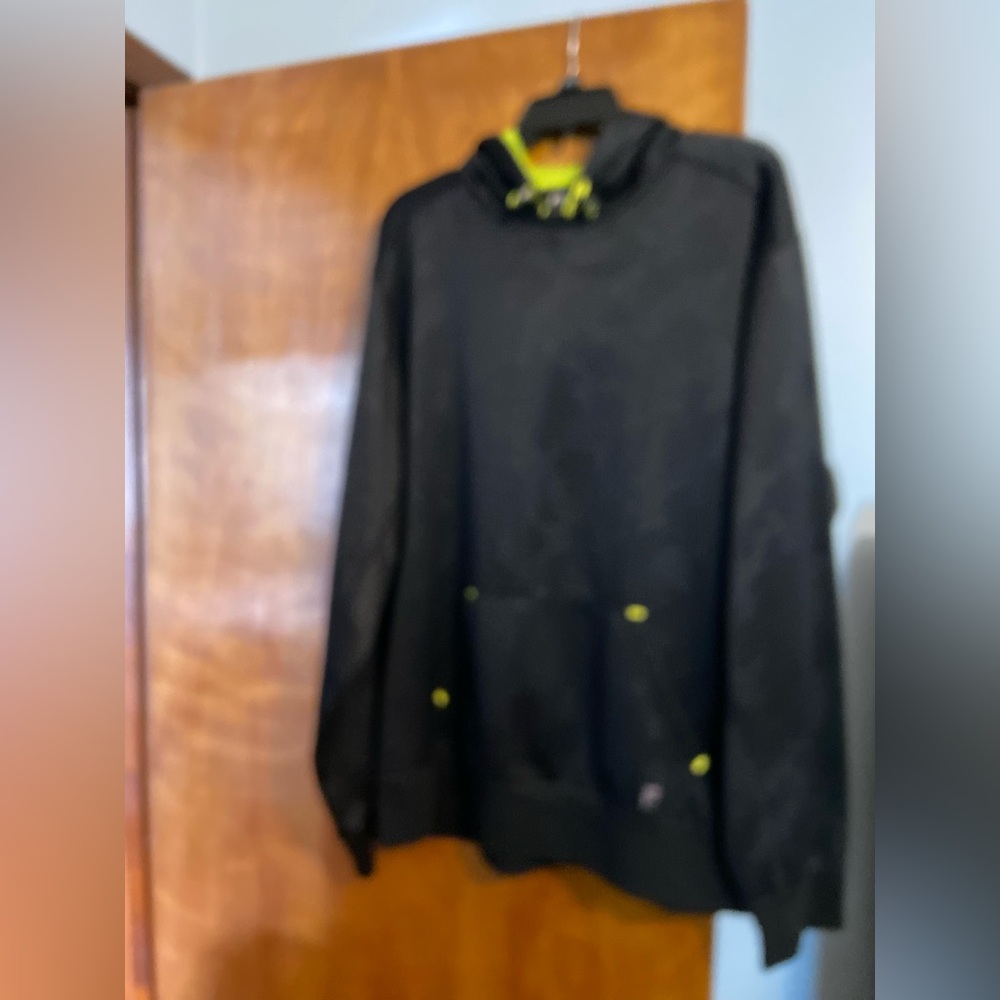Fila Black Crewneck Sweater with Neon Yellow Accents